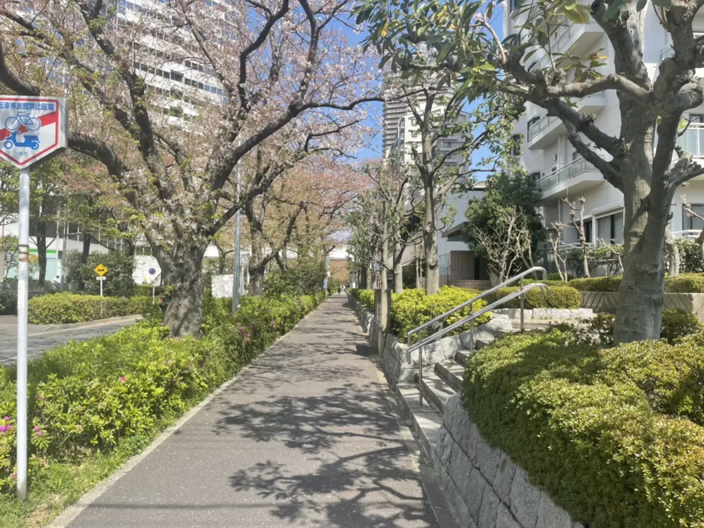 横断歩道を渡ったら新川崎スクエア方面へ真っ直ぐ歩いて行きます説明写真